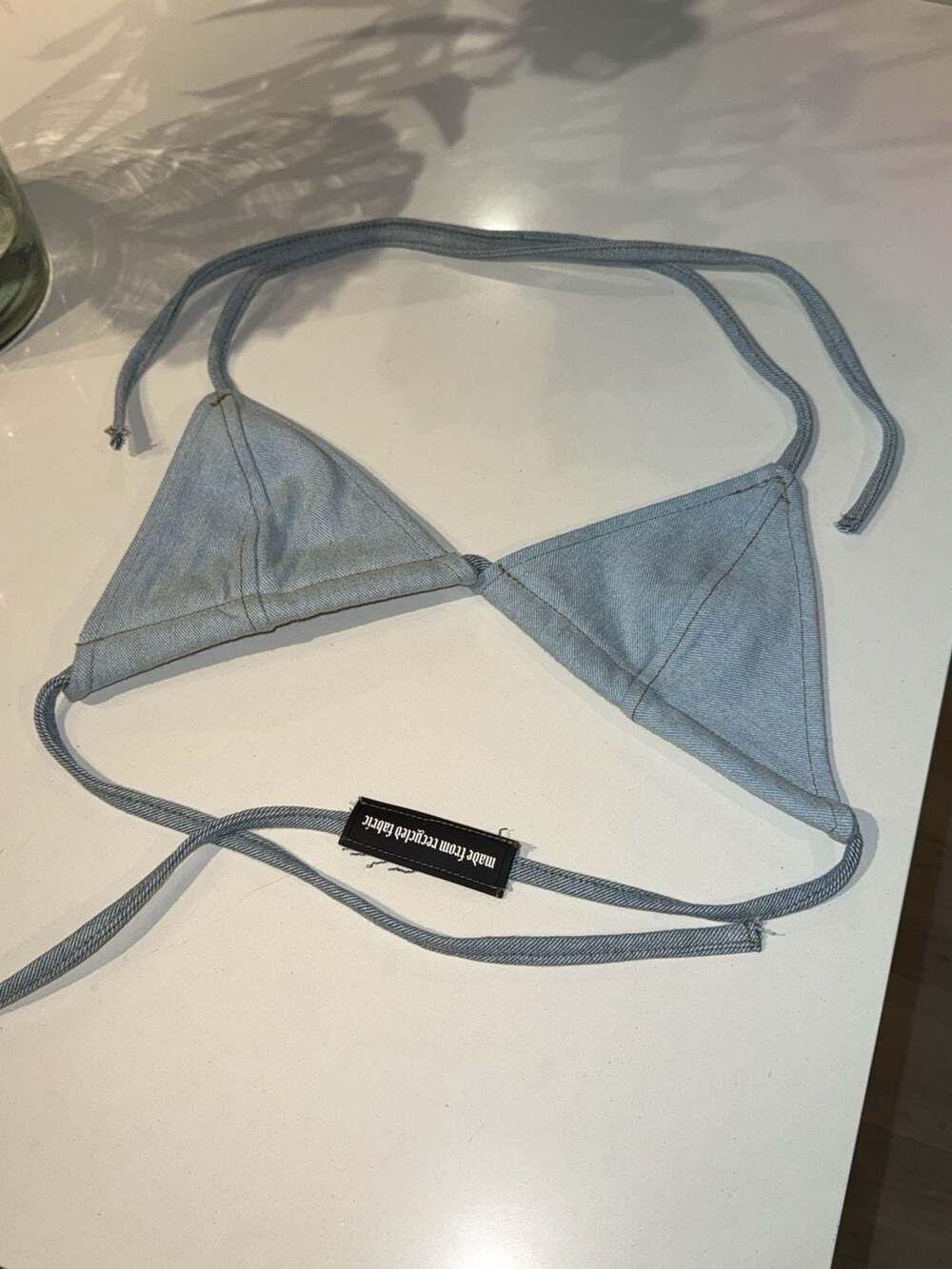 mpaz studio Recycled Denim Triangle Bikini Top Size M-L